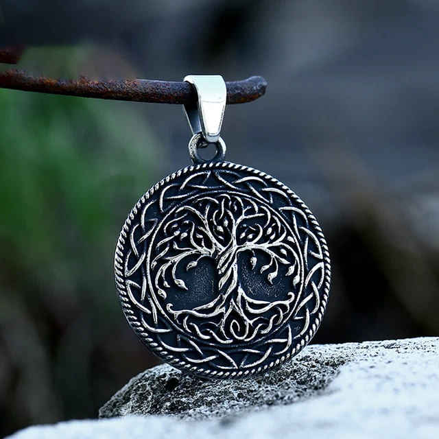 Fashion Men's Stainless Steel Celtic Tree of Life Pendant And Necklace Jewelry