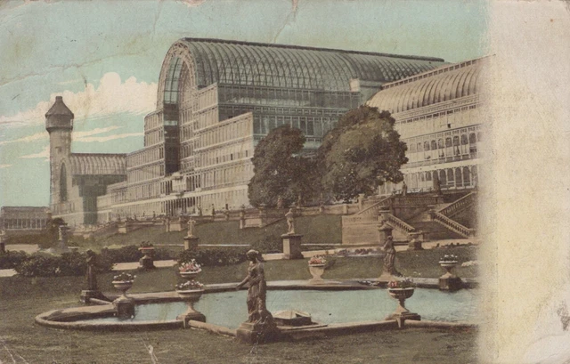 Crystal Palace Post Card early 20th Century King Edward Vii Half Penny Stamp