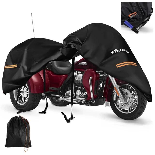 Housse Moto Noire/orange Toutes Saisons Pour Harley Davidson Road King/Glide - Protection UV - 12