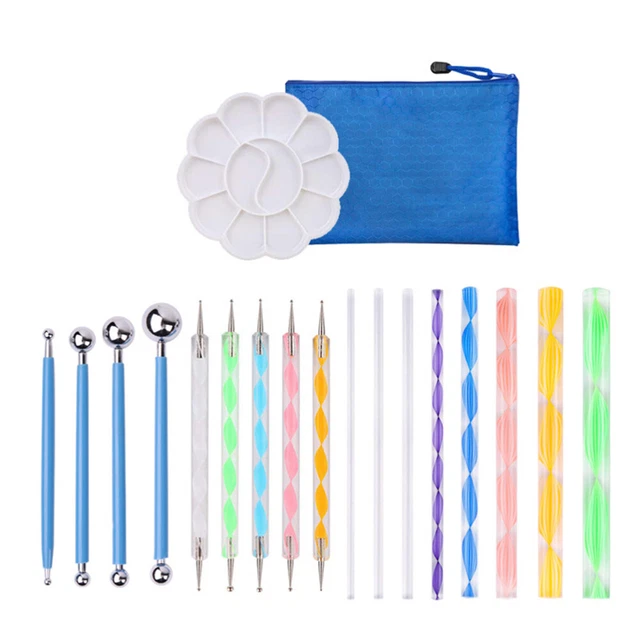 Kit D'outils Pour Peinture Mandala - 20 Pièces, Pochoirs, Pinceaux, Stylet à Pointiller - 3