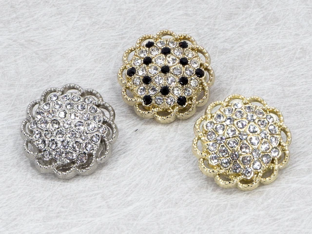 5 St. Metallknöpfe 23 mm mit Strass für Uniform, Jacke und Mantel