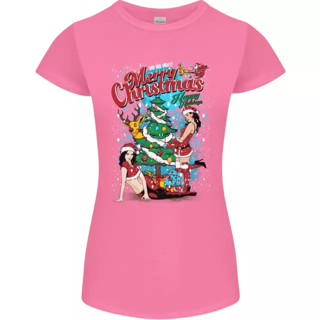 T-shirt sexy Merry Christmas divertente Natale da donna taglio petite 3