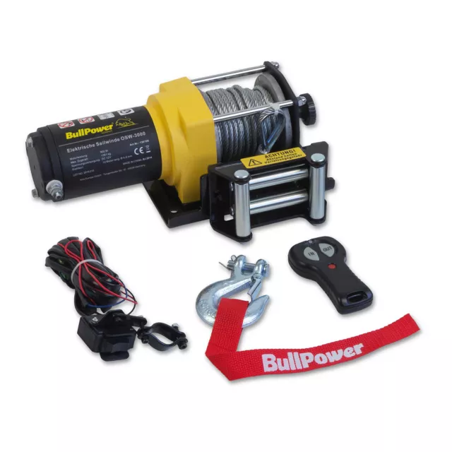 BullPower Elektrische Offroad Seilwinde Quad Elektrowinde Motorwinde 12V 1361kg