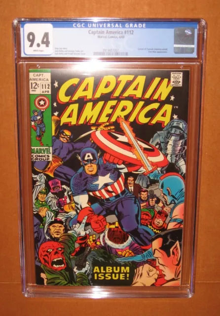 Captain America #112 CGC 9.4 White pages 12 pix SUPER HIGH in Census! INSURED