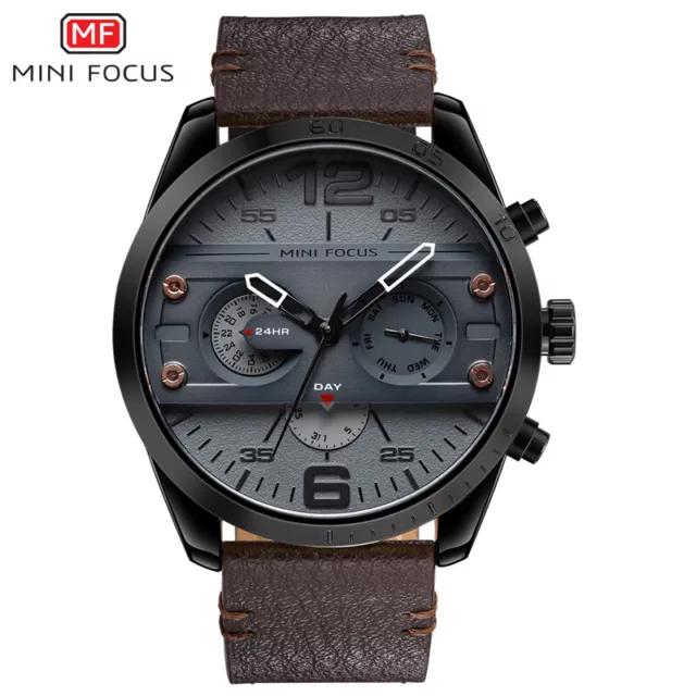 Multifunctional Sport Mens Watches Fashion Quartz Watch Leather Waterproof Watch 3