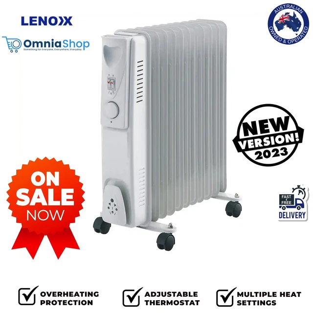 LENOXX 2400W ELECTRIC Convection Radiant 11 Fin Column Heater with Wheels  White $123.97 - PicClick AU