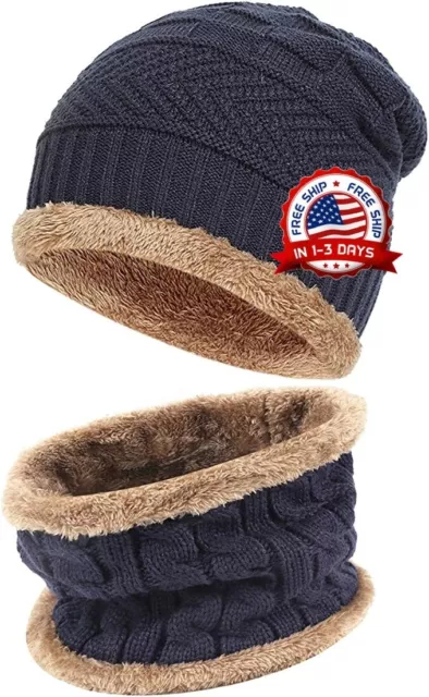Gorro Para Hombre Gorros De Invierno Hombres Para El Frio Con Bufanda Punto new