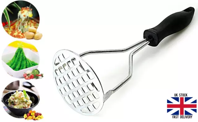 Plastic Handle Stainless Steel Potato Masher, Fruit Vegetable Masher