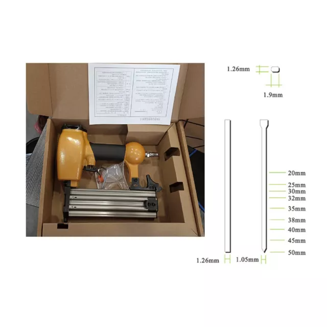 Air Nailer Pneumatic 20-50MM Steel Straight Nail Gun Woodworking Nailer F50E