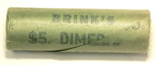 1968 Silver Canada 10 Cents Original Brink's Roll 50 Uncirculated #1374z