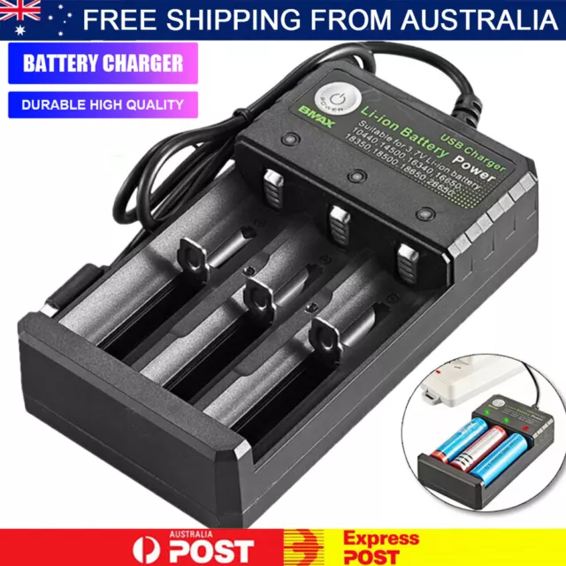 3 Slots Smart Battery Charger LED Display for 3.7V Rechargeable 18650 Batteries