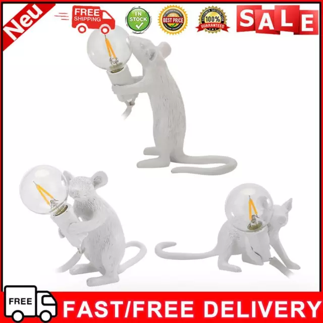 Cute Resin Rat Table Lamp Mini Mouse LED Bedside Night Light Home Desktop Decor