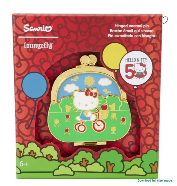 Loungefly Sanrio Hello Kitty 50th Anniversary Coin Bag 3" Collector Box Pin NIB