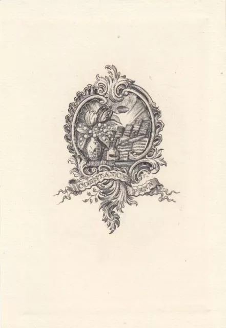 Exlibris Bookplate Gravure sur Cuivre Charles William Sherbron 1831-1912 Tulipes