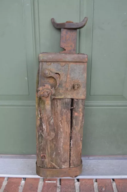 Antique 1800's Conestoga Wagon Jack Wrought Iron Wood