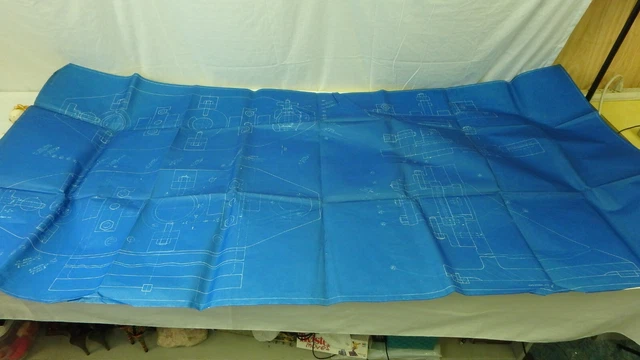 Antique Blueprint Industrial Art Detroit Automotive Cadillac Motor 1941 36"x72"