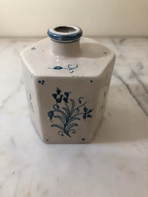 Old 16cm Ceramic Enamel Prism Shaped Bottle Vase
