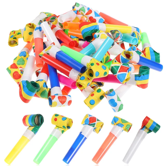 50 PC Soplador de fiesta para niños Cumpleaños Blowouts Cuernos Pipa Diversión Fiesta Pelota