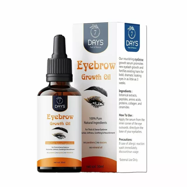 Sérum d'huile de croissance bio pour sourcils et cils 7 jours avec huile de...