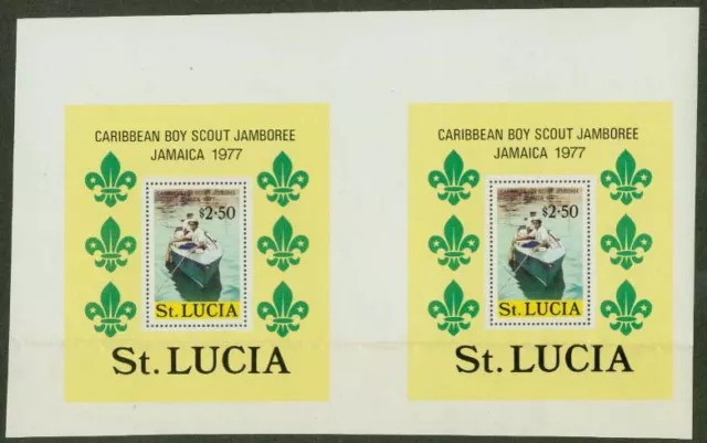 St. Lucia 1977 Scout Jamboree $2.50 SS proof UNCUT PAIR