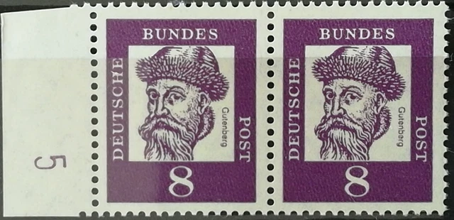 BUND BEDEUTENDE DEUTSCHE NR. 349 y ** SEITENRAND MIT FORMNUMMER 5