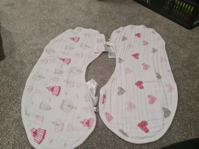 Aden and Anais shoulder Burp dribble bib Cloths Pink White Muslin