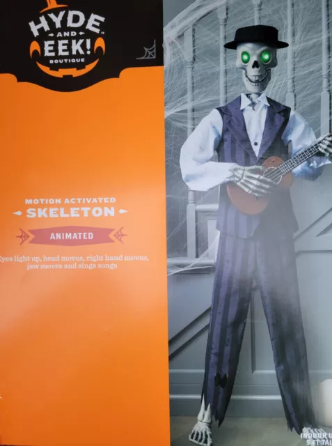 2022 Hyde Eek Animated Singing Skeleton Motion Activated Guitar Playing RARE
