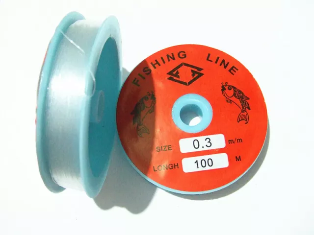 100mt/bobina filo da pesca nylon colore trasparente 0,3mm bijoux