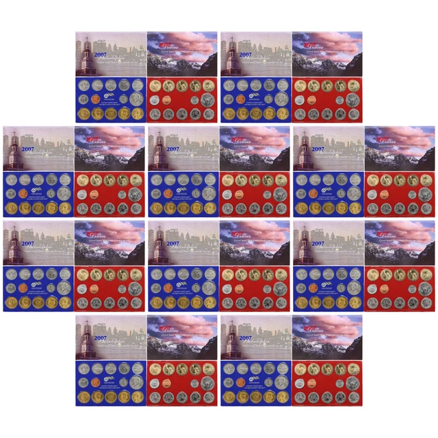 2007 Mint Set 10 Pack Original Envelopes 280 US Coin Lot