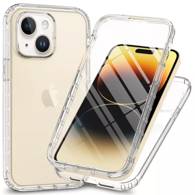 Full Body Clear Hybrid Shockproof 360 Case For iPhone 14 15 Pro Max 13 12 11 8 7