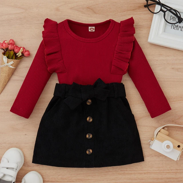 Set gonna 2 pz abiti da festa vestiti per bambine arricciate arricciate 9