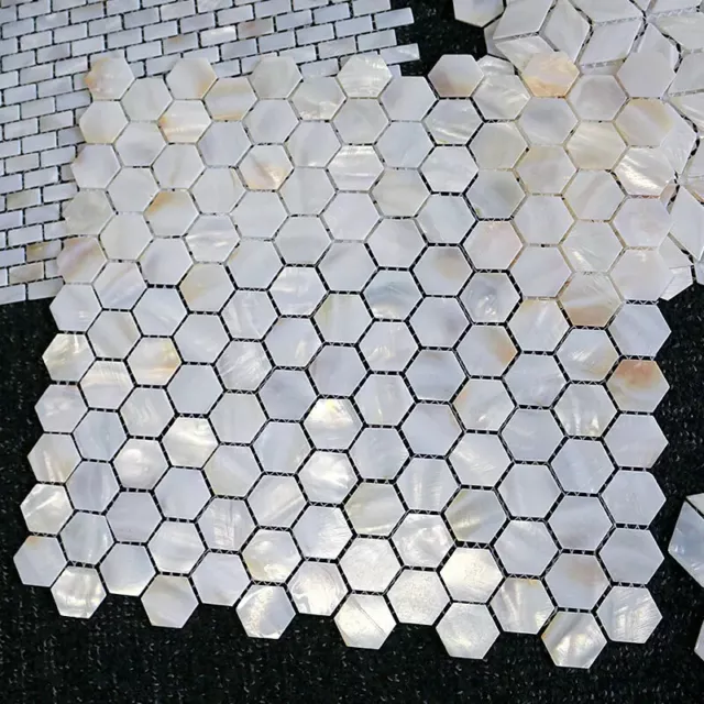 1x mother of pearl shell kitchen backsplash bathroom mosaic tile hexagon white