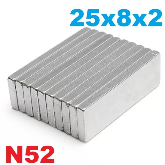 Strong Magnets 25x8x2 mm N52 grade neodymium block small thin rectangle magnet