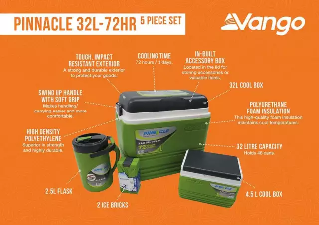 Vango Pinnacle 32L Cool Box 5 Piece Set