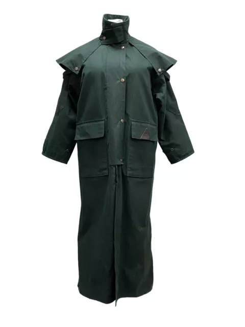 Outback Survival Gear Stockman Oilskin Duster Coat Mens XXS Green Flannel Lined