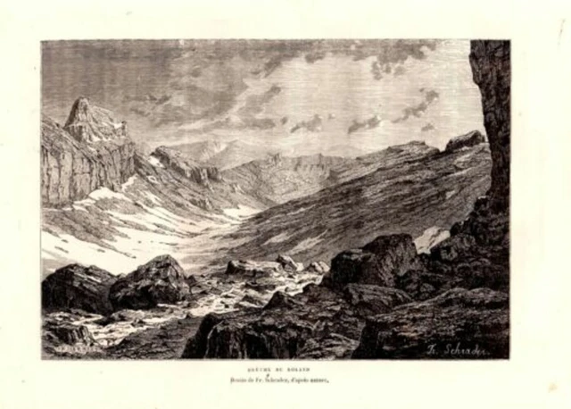 GRAVURE SUR BOIS 19ème BRECHE DE ROLAND