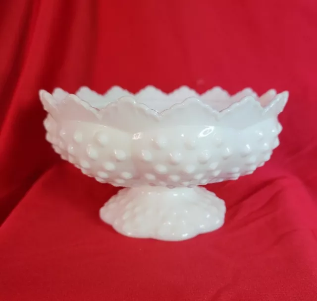 Vintage Fenton Glass White Milk Glass Hobnail Multi Pedestal Candle Holder