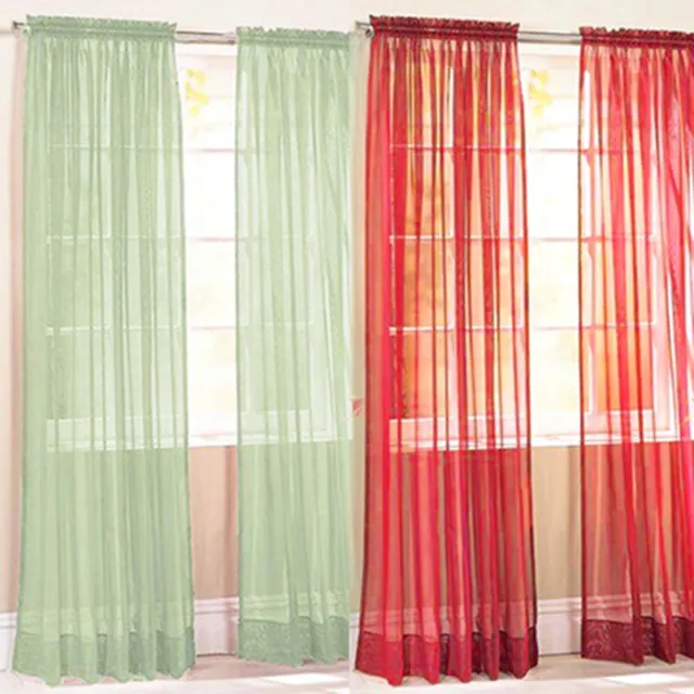 Glass Yarn Sheer Window Valance Curtain Pure Color Bedroom Home Wedding Decor 8