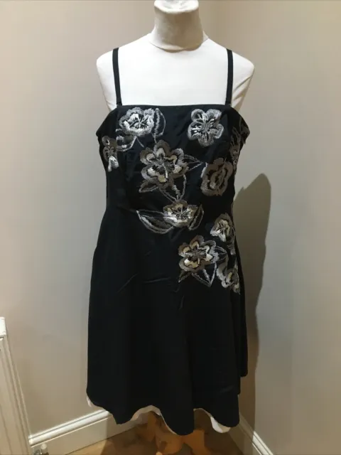 Womens Teatro Dress Size 16 Black Mix Smart/Party Blouson Dress
