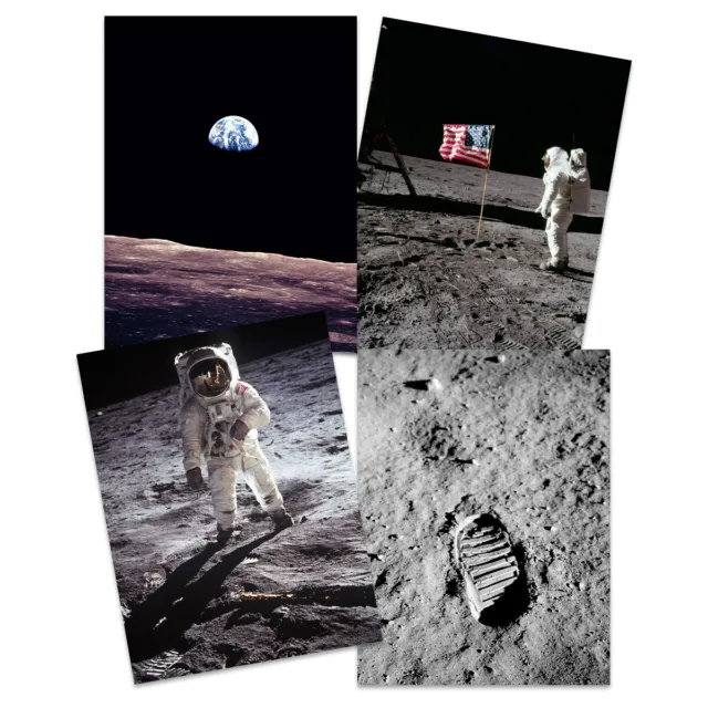 Apollo 11 Astronaut Aldrin Armstrong Moon Landing Wall Art Poster Pack of 4
