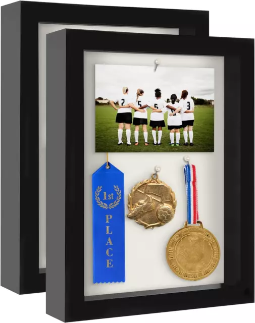 Americanflat 8.5x11 Shadow Box Frame in Black with Soft Linen Back - Composite