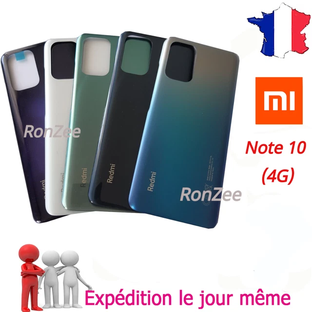 Vitre Arrière + Cache Batterie Avec Stickers Pour Xiaomi Redmi Note 10 4G / 10S - Noir - Neuf