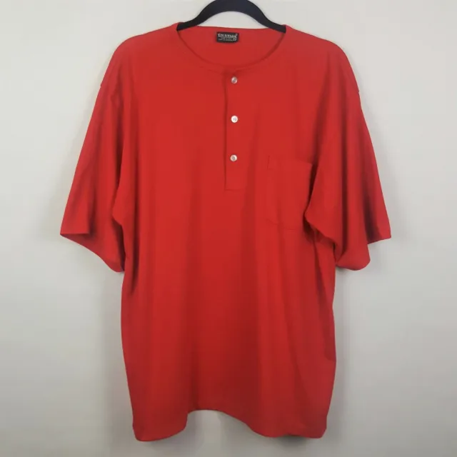 Vintage On Stage Red Single Stitch Button Henley Tshirt Shirt Men's Sz 2X