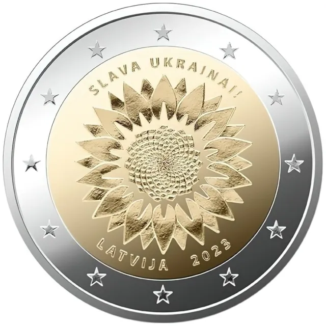 2 Euro 2023 Latvia Coin Sunflower For Ukraine