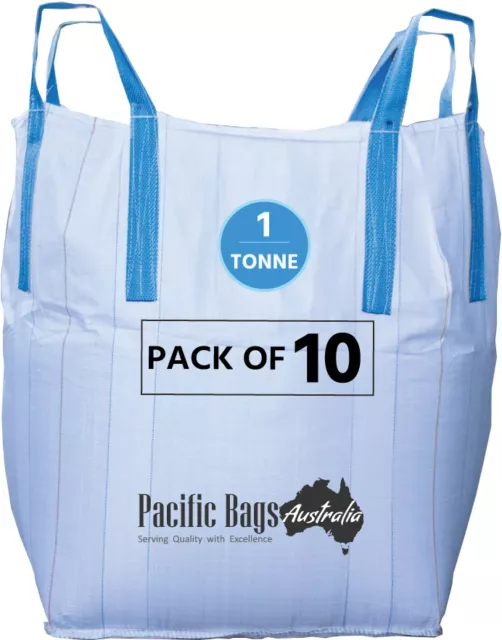 Pack of 10 - 1 Tonne Open Top Closed Bottom 90 x 90 x 100 cm Bulk Bags