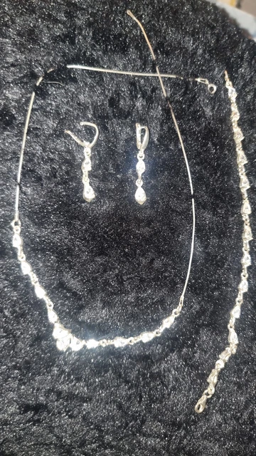 925 Silber Anhänger Ohrringe & Armband Komplett  3Set