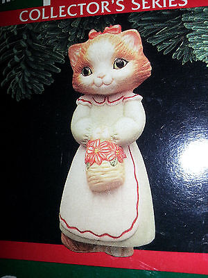 Hallmark Ricordo 1989 Natale Kitty Gatto Fine Porcellana Ornamento Vintage Nuovo