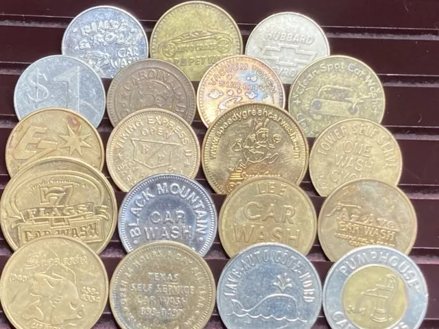 Best Of My Car Wash Token Collection! No Duplicates Mostly Rare 1/4 Lb Pound #12