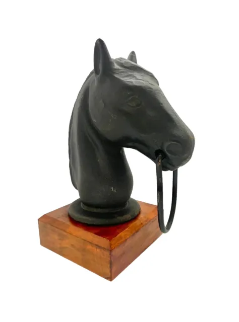 Horse Head Cast Iron Hitching Post with Tie Ring Classic Equestrian Decor