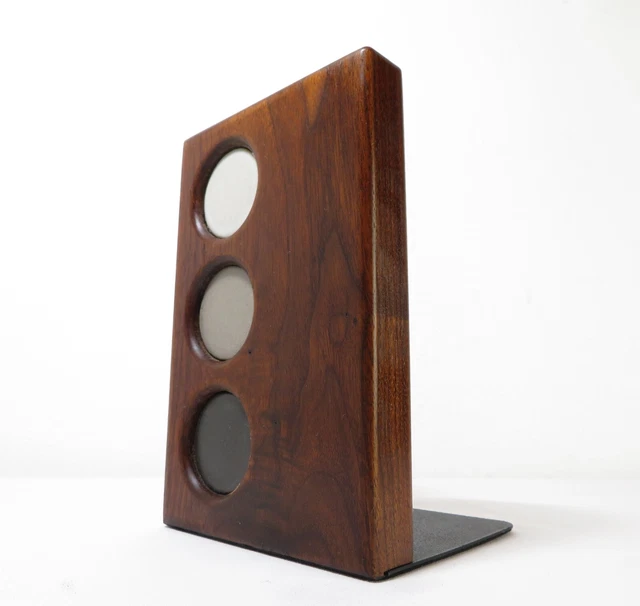 VTG Mid Century MARTZ CERAMIC TILE & WALNUT BOOKEND Marshall Studios ART POTTERY